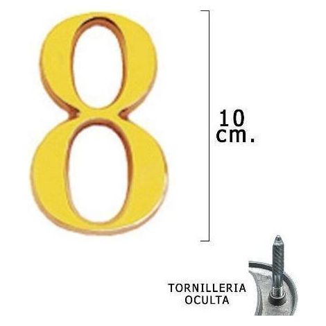 FPLUS numero de laton 100mm. "8" blister , - Medida: 10 cm.
- Incluye tornillos.
- Tornilleria oculta.
- Blister 1 pieza.
- Fácil instalación.
- Ideal para: casas, puertas, portale