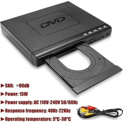 Ortviai – Lecteur DVD multizone compact – lecture DVD, CD, VCD, MP3 et fichiers USB, sortie 720p, télécommande – compatible téléviseurs avec entrée AV (1/5)