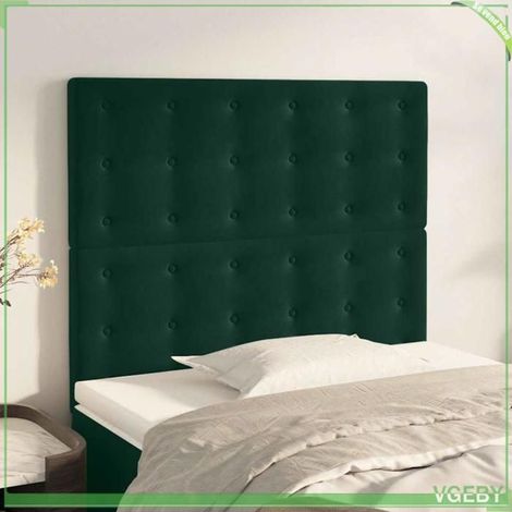 Tête de lit - 3116805 - Velours vert foncé - Hauteur réglable - Pieds en bois (1/5)