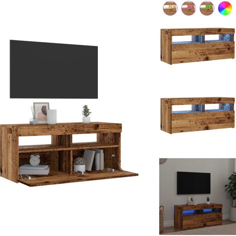 Meuble TV avec lumières LED vieux bois bois d'ingénierie - Meuble TV - Meubles TV - Support TV - Meuble Hifi (1/5)