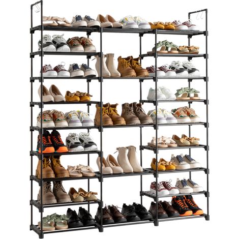Rangement de chaussures à 9 étages pour l'entrée, peut contenir 50-55 paires de chaussures, rangement de chaussures empilable (1/5)