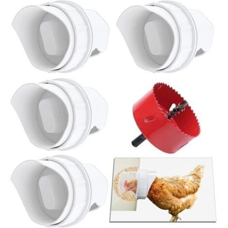 Mangeoire de poulet en plastique mangeoire automatique de poulet, 4 ports DIY kits de mangeoire de poulet DIY mangeoire automatique par gravité (1/3)