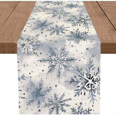 Runner De Table Noel Motif Flocon De Neige - 13 x 72 Pouces - Décoration De Table Pour Cuisine Salle À Manger - 1 Pièce