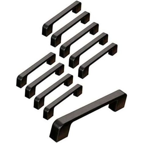 10pcs poignée meuble entraxe 96mm-poignée porte cuisine noire poignee barre meuble poignee de cuisine noire (1/4)
