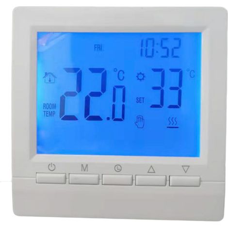 Thermostat mural intelligent avec écran LCD pour chauffage au sol-Rétroéclairage bleu (1/5)