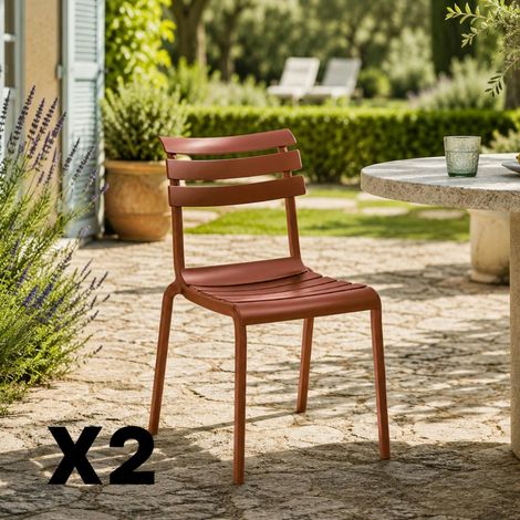 Chaise de jardin terracotta en plastique (lot de 2) LUGANO (1/5)