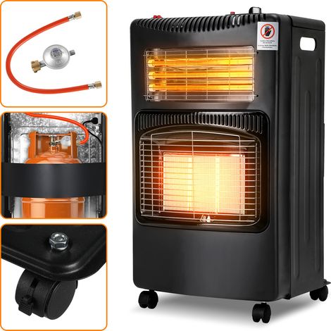 Randaco Gasheizer Keramik Infrarot, Gas+Strom, 4200 Watt, 3 Stufen, für Butan-/Propangasflaschen bis 15 kg, inkl. Gasdruckregler, Gasschlauch & Abdeckung (1/5)