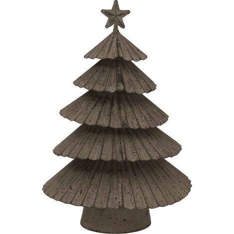 Large Rustic Layered Christmas Tree with Star - Metal - L7 x W16 x H25 cm - Silver