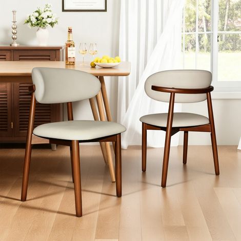 Ensemble 2 chaises repas bois massif pieds bois ergonomiques patins antidérapants dimensions 45x45x77 en chêne avec finition noyer (1/5)