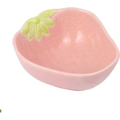 Cuenco de cerámica con forma de fresa para hámsteres, también apto para agua y comida para ratones, ratas, Totoro y cobayas.