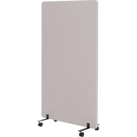 [NEUWERTIG] Akustik-Trennwand HHG-957, Büro-Sichtschutz Raumteiler Pinnwand, doppelwandig rollbar Stoff/Textil 147x80cm beige (1/5)