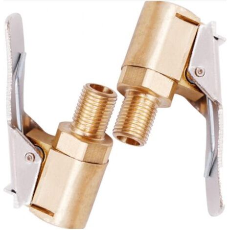 2 Pièce Adaptateur de Valve de Pneu de Voiture, 8 mm Pompe de Embout Laiton Gonflage Valve Clip Pince Connecteur Adaptateur pour Pneu de Voiture ou Camion