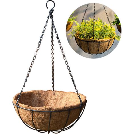 [Suspension] [Chic] [Hanging Basket] 8/10inch en Coir et Fer avec Cadre Renforcé pour Balcon et Jardin (1/5)