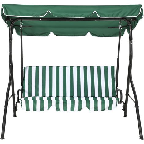 GARVEE - Balancelle 3 places avec toit inclinable, coussins 4 cm, structure acier anti-corrosion, jardin et terrasse, charge 500 kg(Vert) (1/5)