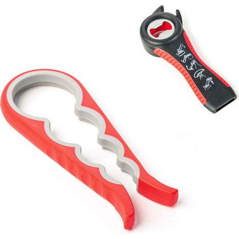 5 in 1 Bottle Opener - Multifunctional - Ideal for Seniors and Children - Red/Black (1/5)