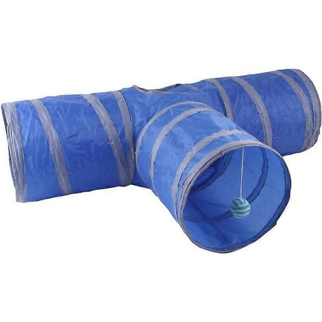 Tunnel pliable en forme de S à 3 trous pour chat, jouet pour animaux de compagnie, jouet d'intérieur et d'extérieur pour chatons et chiots, tente-tube pour chat