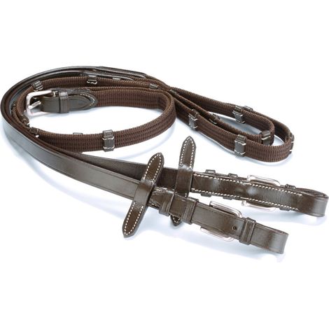 cob/full, marrone: Redini inglesi in tela con fibbie inox tonde e fermi ogni 5 cm