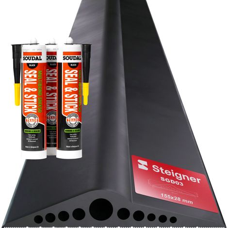 STEIGNER Seuil de porte Garage avec Colle de Montage en EPDM, 6,5 m, 28 mm x 155 mm, SGD03