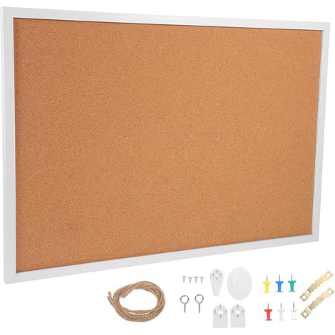 Tableau D'affichage Liège Mural Cadre en Bois 35x50 Cm pour Bureau et Maison, Panneau Pratique pour Afficher Photos et Mémos Accessoires Inclus (1/5)