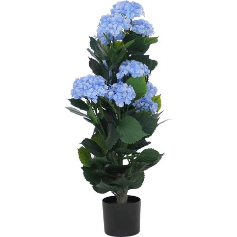 [NON UTILIZZATO] Ortensia artificiale HHG-040, pianta decorativa, con vaso, per esterni, in polietilene, 90x50x50 cm, blu (1/5)