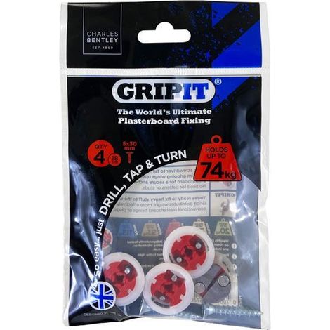 Gripit GP184 Red Plasterboard Fixings 18mm (Pack 4) GRP184 (1/5)