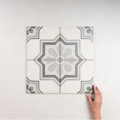 Carrelage grès cérame effet carreau ciment Art Nouveau Grey Capitol 20x20cm 20x20 cm Gris - Mat - boîte de 1 m2 (1/4)