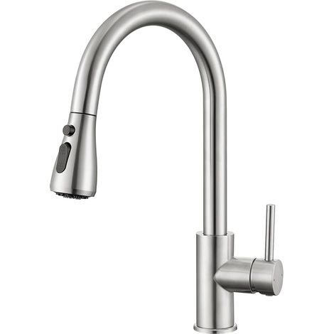 CECIPA Robinet Cuisine, 3 Modes, Mitigeur Cuisine Douchette, Rotatif à 360°  Acier Inoxydable Inox 304, Installation Facile, Économie d'eau 40%, Tuyaux 400mm, Sécurité alimentaire (1/5)