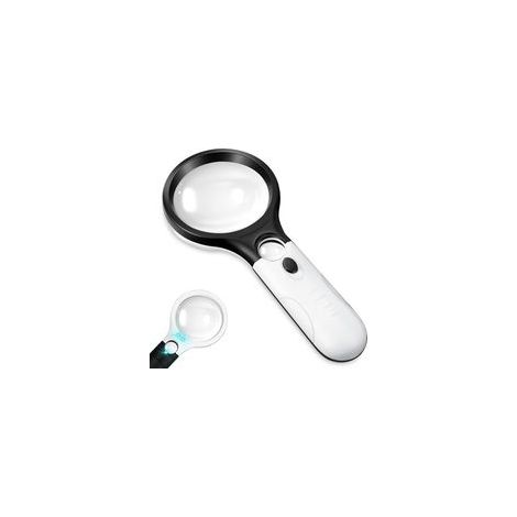 Loupe avec lumière, portable double lentille 10X, poids léger, grande loupe 3 LED pour la lecture des personnes âgées et l’intérêt des enfants Explorer