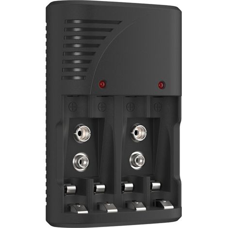 Universelles Direktladegerät für wiederaufladbare Batterien für AA/AAA und 9 V, Batterieladegerät für AA AAA NI-MH und 9 V wiederaufladbare Batterien mit LED-Anzeige, 100–240 V weltweite Spannung