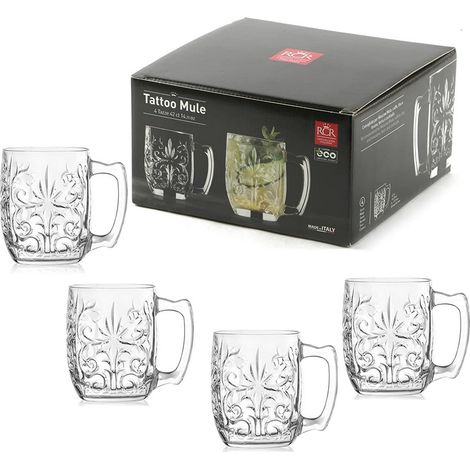 RCR Cristalleria Italiana Tattoo Mule - Set da 4 Bicchieri Cocktail in Cristallo