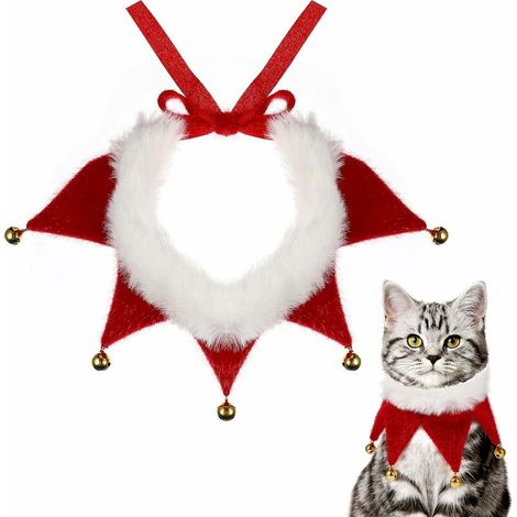 Écharpe de Noël pour Animaux de Compagnie Bandana Cloches Foulard Chat Chien Triangle Cou Écharpe Costume pour Animaux de Compagnie Accessoire de Fête (Taille M),- Lefou (1/5)