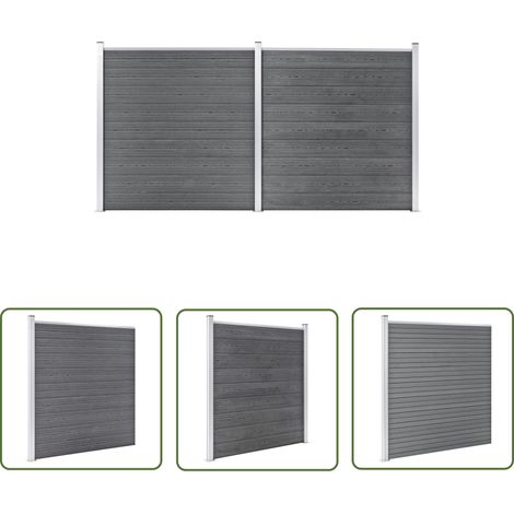 The Living Store Gartenzaun WPC 353×186 cm Grau - Gartenzaun - WPC Zaun - Grauer Zaun - Holz-Look Zaun - Wetterfest (1/5)