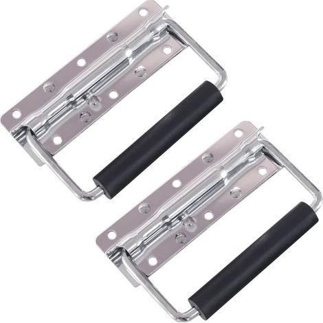 Set mit 2 klappbaren Federgriffen (12,5 x 4 cm) mit 6 Löchern – Silber (1/5)