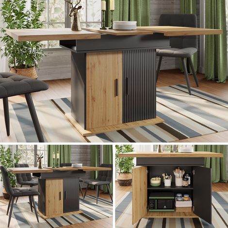 Esstisch Teleskoptisch(110-140×80cm), klappbarer Küchentisch für 4-6 Personen, Ausziehbarer Esstisch ,platzsparender Küchentisch,für Küche und Wohnzimmer,Esstisch im Retro-Stil