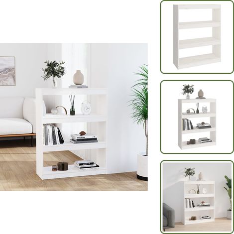 Separador de ambientes - vidaXL Estantería/divisor de espacios madera pino blanco 80x30x103,5cm - Estantería para libros