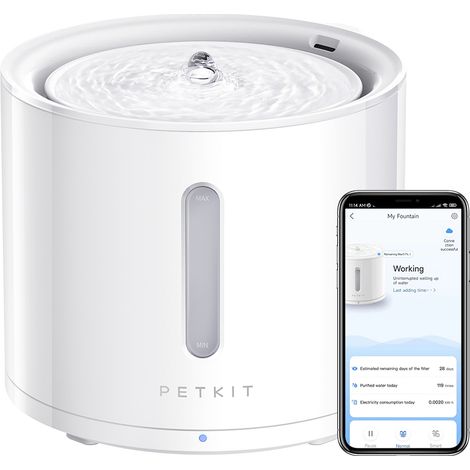 Petkit – Fontaine d'eau pour animaux 2L – Pompe sans fil ultra silencieuse – Contrôle par APP – 3 modes de fonctionnement – Système de filtration multicouche (1/5)