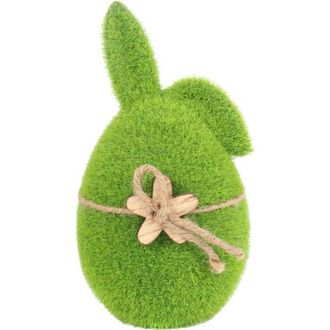 Lepre floccata con fiore di legno, 18 cm, verde (1/4)