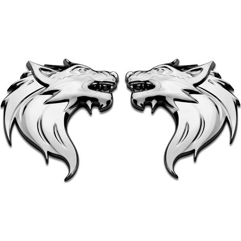2pcs Autocollant de Voiture en 3D Tête de Loup,Personnalité Voiture Autocollant Tête Loup(Gauche,Droite) (1/5)