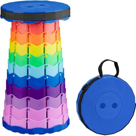 Taburete telescópico Ulisem, plegable, con correa de transporte, para exterior, taburete de camping de altura regulable, AlxAnxPr 44,5 x 25 x 25 cm, colorido (1/4)