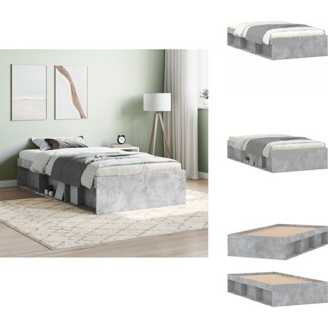 Cadre de lit sans matelas gris béton 90x190 cm - Cadre De Lit - Lit Double - Lit Design - Lit Moderne - Lit Gris (1/5)