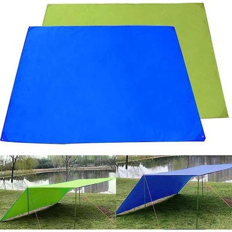Bâche de tente, auvent, pare-soleil, protection contre la pluie, tapis de pique-nique imperméable pour la plage et le camping, bleu