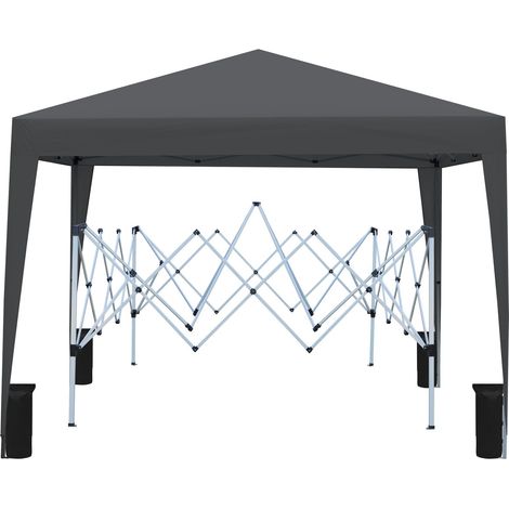Gazebo 3x3 m imperméable hivernal,4 murs latéraux,UV50+,cadre acier noir pliable pour jardin et camping.