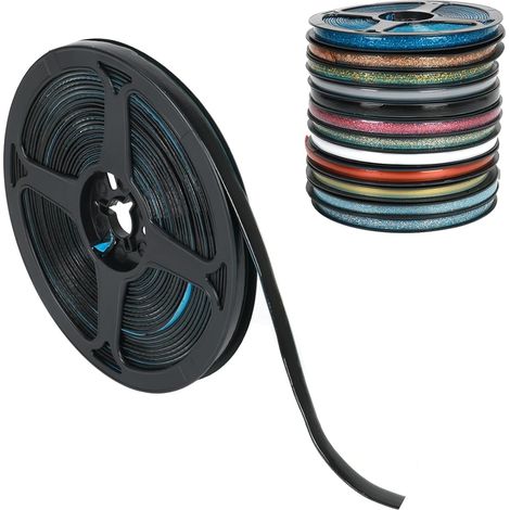 Moulures décoratives autocollantes et flexibles, pour plafond, carrelage en céramique, 6 m x 7,5 mm, autocollantes, bords latéraux pour cuisinière, lavabo, bord de carrelage (noir) (1/5)