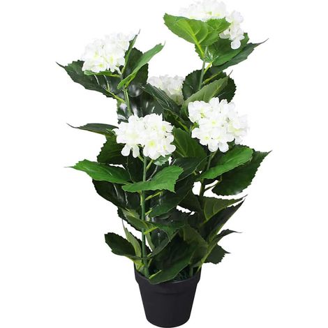 vidaXL Planta artificial hortensia con macetero 60 cm blanca (1/3)