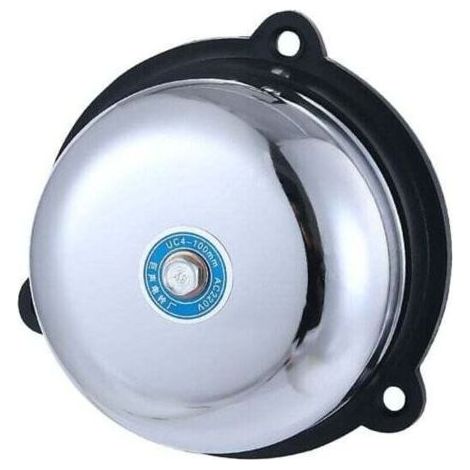 Sonnette électrique en acier inoxydable de 4 pouces, type électrique à sonnerie interne anti-étincelles 220V 10W, pour signaux sonores et alarmes dans les grands lieux publics-- (1/5)
