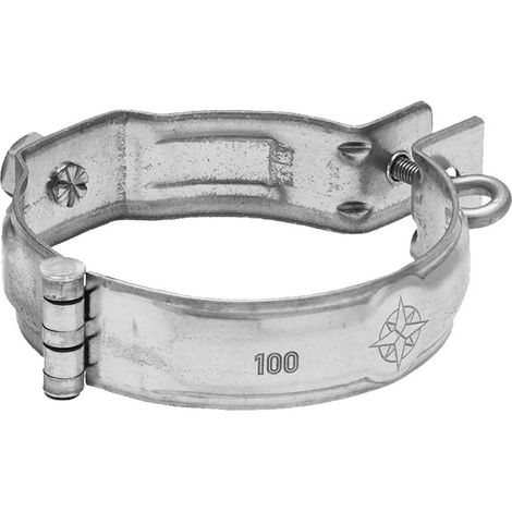ZAMBELLI Collier avec manchon fileté galvanisé Collier pour tuyau de descente, support de tuyau haute protection contre la corrosion, montage simple, 80mm / M10 argent