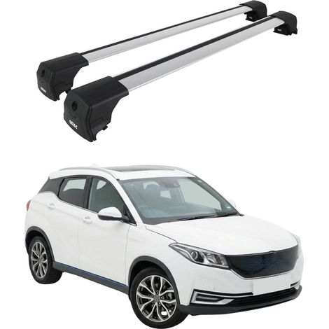 OMAC Barres de toit en aluminium pour DFSK Seres 3 2020-2026 – City Crash – ISO/PAS 11154:2006 – Antivol inclus – Charge max 75 kg – 2 barres Argent (1/4)