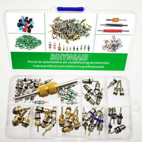 Kit de réparation de vannes de climatisation automobile 51+1 pièces pour R12 et R134a, diamètres 1/4" et 5/16". (1/5)