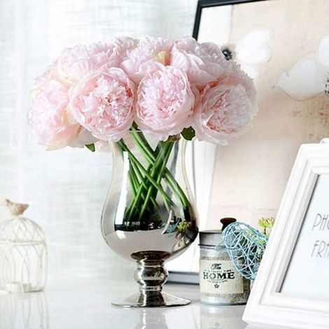 1 Pivoine artificielle, soie florale, rose clair, tige flexible, décoration intérieur, mariage, bureau (1/3)