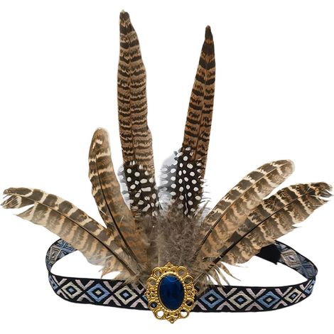 Serre-tête à plumes avec queue exquise et strass scintillants pour femme élégante décoration de cheveux (1/5)